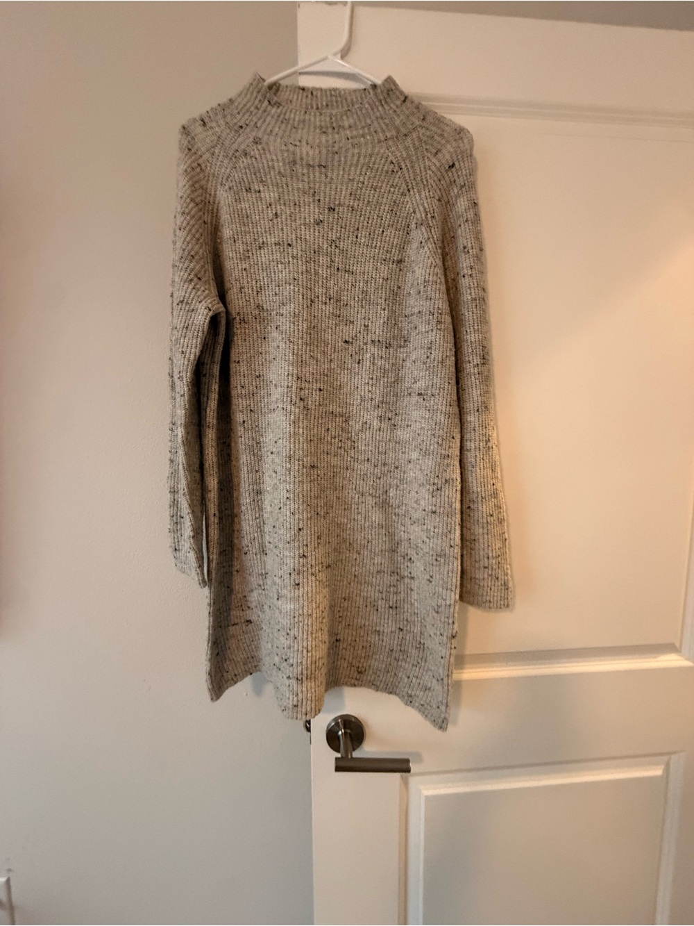 Madewell Speckled Cream Long-Sleeve Knit Dress